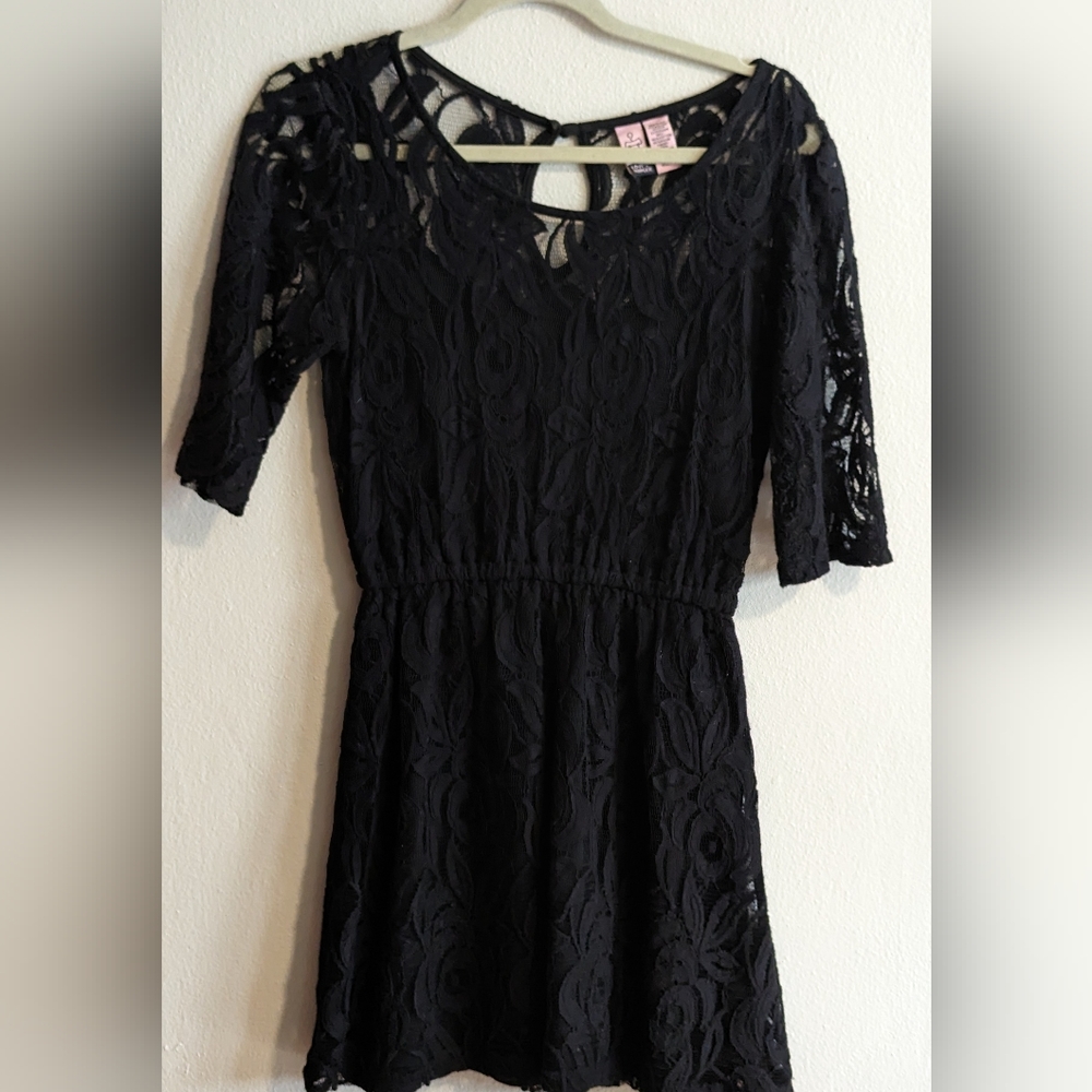 Love On A Hanger Little Black Lace Dress, Mid Length Sleeves, Size M